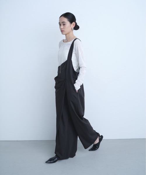 AIC.（エーアイシー）の「ワンショルダーラップオールインワン（サロペット/オーバーオール・レディース・ブラック/グレー・FREE）」の7枚目の写真