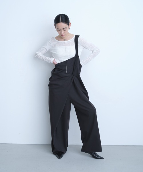 AIC.（エーアイシー）の「ワンショルダーラップオールインワン（サロペット/オーバーオール・レディース・ブラック/グレー・FREE）」の8枚目の写真