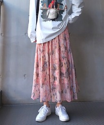 Q | ニュアンスプリントギャザースカート(スカート)