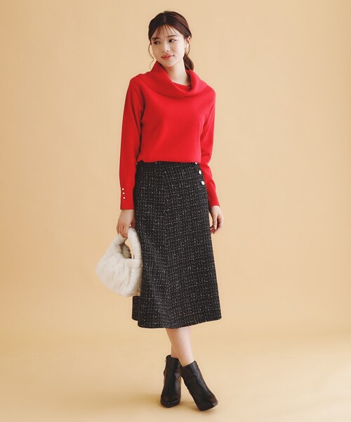 index（インデックス）の「◆ラメツイードマーメイドフレアスカート【洗濯機洗い可/イージーアイロン/防シワ】（スカート・レディース・ライトベージュ/ブラック/グレー・40/38/36）」の11枚目の写真