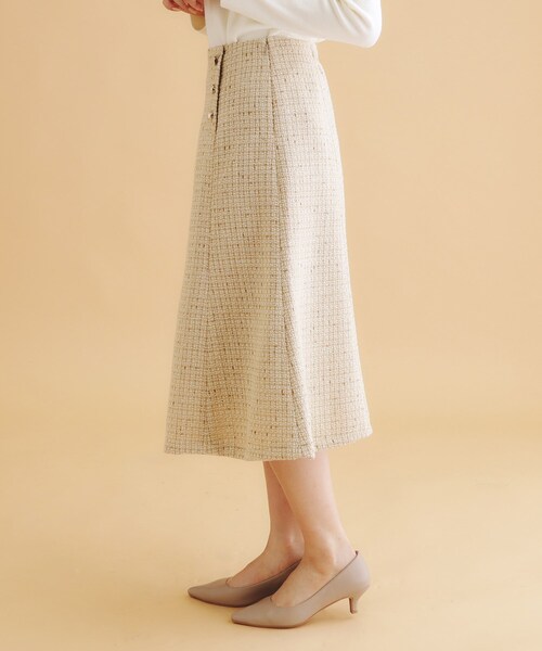 index（インデックス）の「◆ラメツイードマーメイドフレアスカート【洗濯機洗い可/イージーアイロン/防シワ】（スカート・レディース・ライトベージュ/ブラック/グレー・40/38/36）」の19枚目の写真