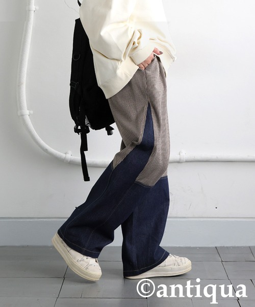 Antimid デニムパンツ セール】デニムドッキングパンツ（デニムパンツ）｜antiqua
