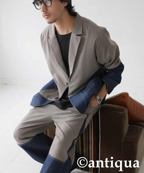 新品 antiquaドッキングデニムパンツ ドッキングデニムパンツ パンツ メンズ ボトムス 送料無料