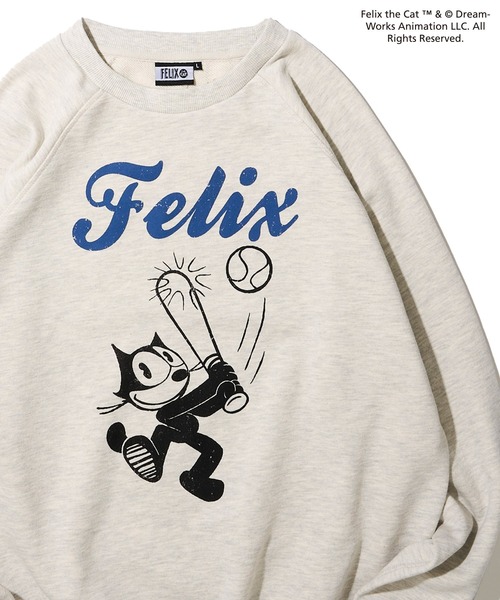 【FELIX THE CAT/フィリックス・ザ・キャット】ラグランスリーブ バックプリント スウェットプルオーバー（スウェット）｜ADPOSION（アドポーション）
