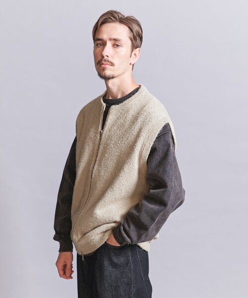 BEAUTY&YOUTH UNITED ARROWS(ビューティーアンドユースユナイテッドアローズ)の「ツイスト ナッピング ベスト(カーディガン/ボレロ・メンズ・ブラック/ナチュラル・M/L/XL/S)」の1枚目の写真