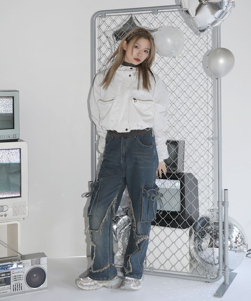 MSGirl(エムエスジーガール)の「メタリッククロップドフードジャケット(その他アウター・レディース・ホワイト/ブラック・F)」の9枚目の写真