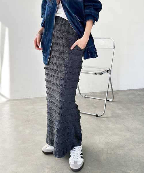 GeeRA（ジーラ）の「すっきり華奢見え！ジャガードレースタイトスカート（スカート・レディース・ブラック/アイボリー/チャコール・LARGE/X-LARGE/MEDIUM/SMALL）」の8枚目の写真