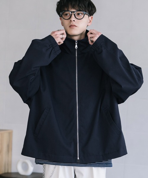 セール】オーバーサイズTRストレッチスタンドカラージャケット ジップ