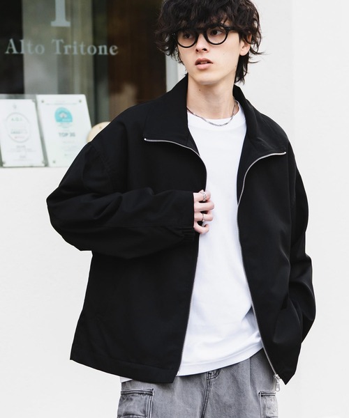 セール】オーバーサイズTRストレッチスタンドカラージャケット ジップ