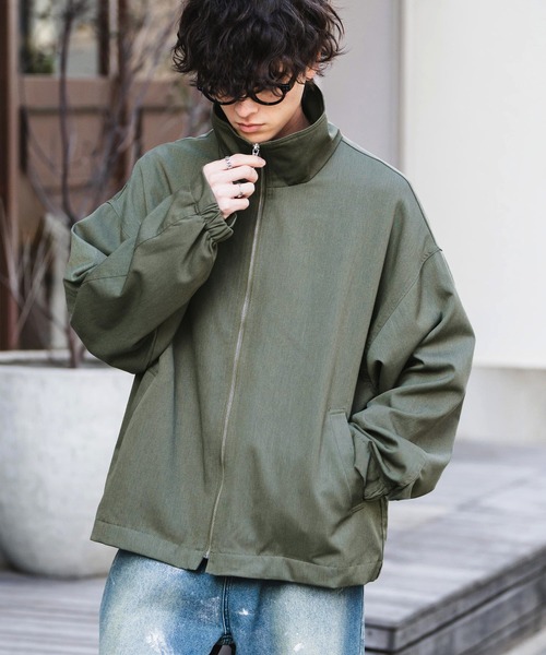 セール】オーバーサイズTRストレッチスタンドカラージャケット ジップ