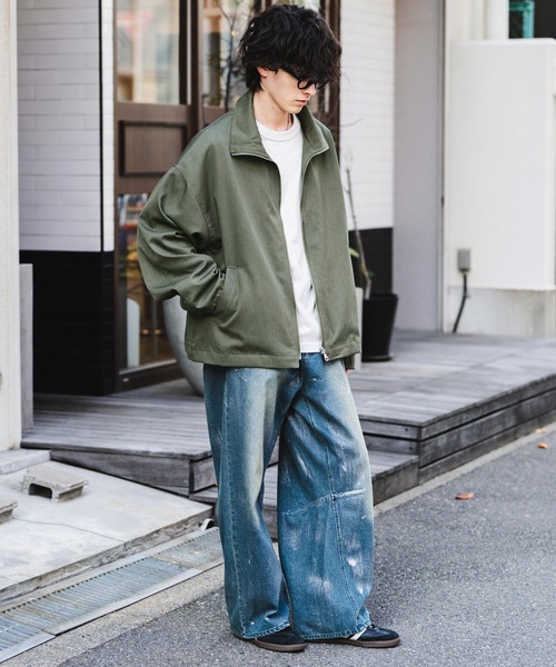 オーバーサイズTRストレッチスタンドカラージャケット ジップアップ