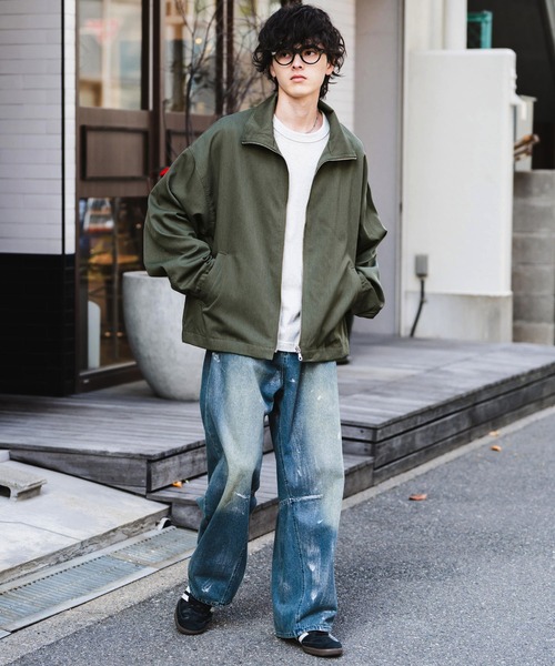 セール】オーバーサイズTRストレッチスタンドカラージャケット ジップ