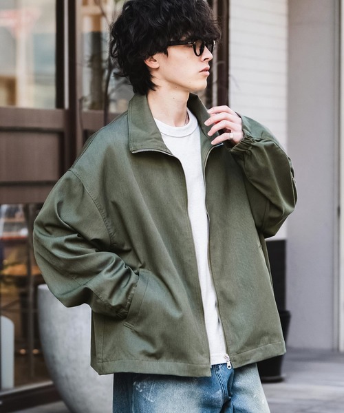 オーバーサイズTRストレッチスタンドカラージャケット ジップアップ