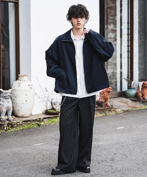 セール】オーバーサイズTRストレッチスタンドカラージャケット ジップ
