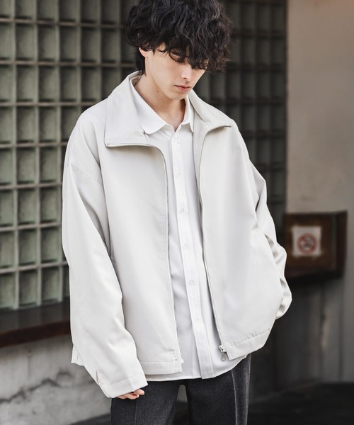 オーバーサイズTRストレッチスタンドカラージャケット ジップアップ