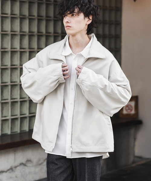 セール】オーバーサイズTRストレッチスタンドカラージャケット ジップ