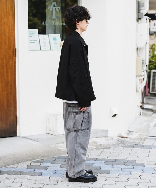 セール】オーバーサイズTRストレッチスタンドカラージャケット ジップ