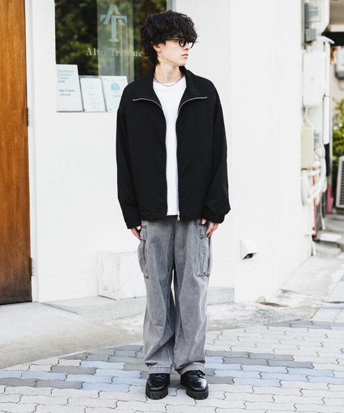 セール】オーバーサイズTRストレッチスタンドカラージャケット ジップ