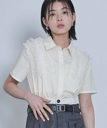 チュールフリル半袖シャツ