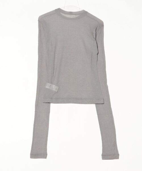 CINOH（チノ）の「テンセルカシミヤリブロングスリーブTシャツ（Tシャツ/カットソー・レディース・アイボリー系/チャコールグレー/レッド・38/36）」の15枚目の写真