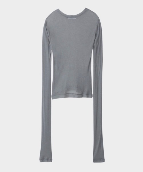 CINOH（チノ）の「テンセルカシミヤリブロングスリーブTシャツ（Tシャツ/カットソー・レディース・アイボリー系/チャコールグレー/レッド・38/36）」の8枚目の写真