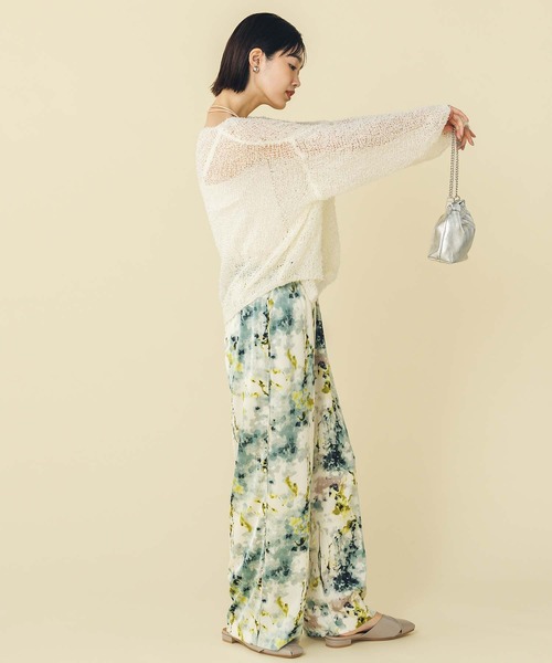 Gready Brilliant（グレディブリリアン）の「シアーモールボートネックニット（Tシャツ/カットソー・レディース・ピンク/オフホワイト・FREE）」の4枚目の写真