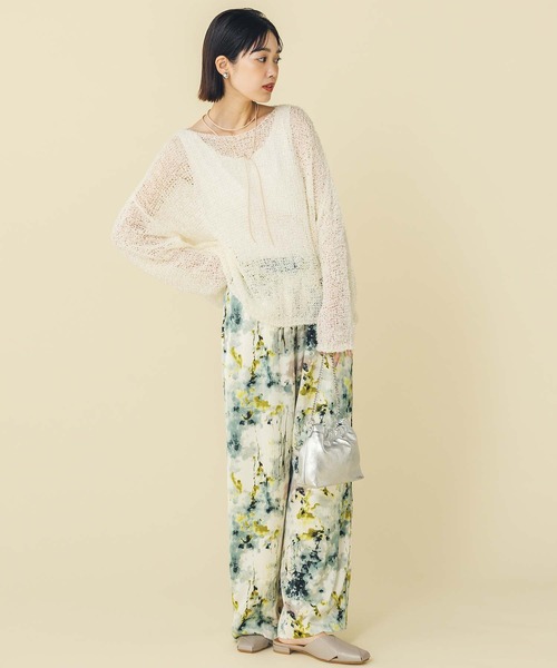 Gready Brilliant（グレディブリリアン）の「シアーモールボートネックニット（Tシャツ/カットソー・レディース・ピンク/オフホワイト・FREE）」の6枚目の写真