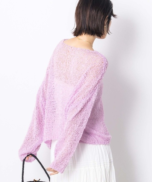 Gready Brilliant（グレディブリリアン）の「シアーモールボートネックニット（Tシャツ/カットソー・レディース・ピンク/オフホワイト・FREE）」の19枚目の写真