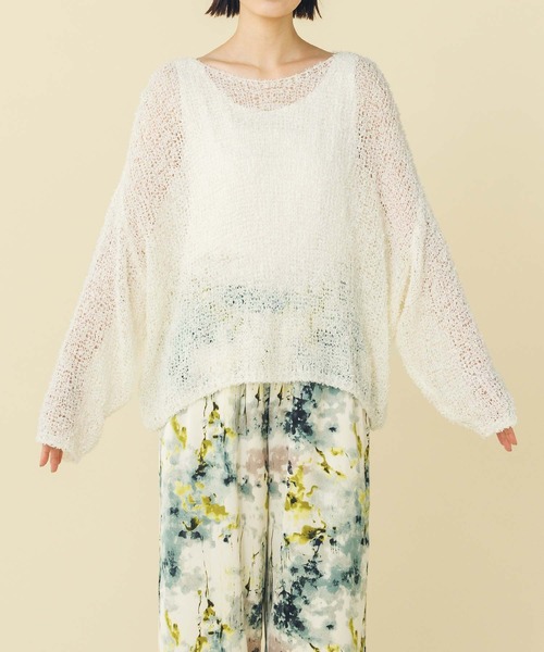 Gready Brilliant（グレディブリリアン）の「シアーモールボートネックニット（Tシャツ/カットソー・レディース・ピンク/オフホワイト・FREE）」の22枚目の写真