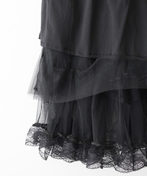 SpRay（スプレイ）の「チュールフリルティアードロングスカート（スカート・レディース・ホワイト/アイボリー/ブラック・FREE）」の9枚目の写真