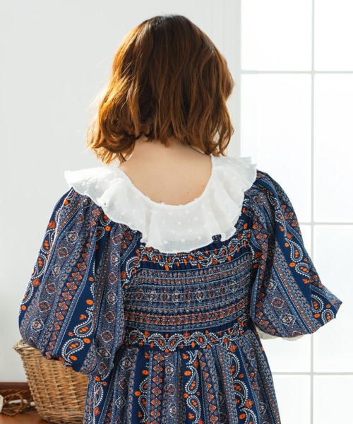 eLur(エラー)の「【eLur】ペイズリー柄ワンピース(ワンピース・レディース・ネイビー/レッド・FREE)」の8枚目の写真