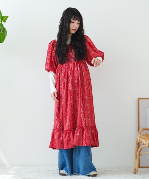eLur(エラー)の「【eLur】ペイズリー柄ワンピース(ワンピース・レディース・ネイビー/レッド・FREE)」の9枚目の写真