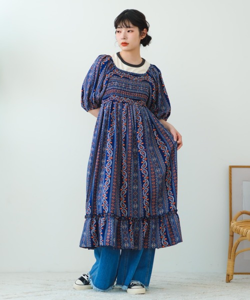 eLur(エラー)の「【eLur】ペイズリー柄ワンピース(ワンピース・レディース・ネイビー/レッド・FREE)」の12枚目の写真