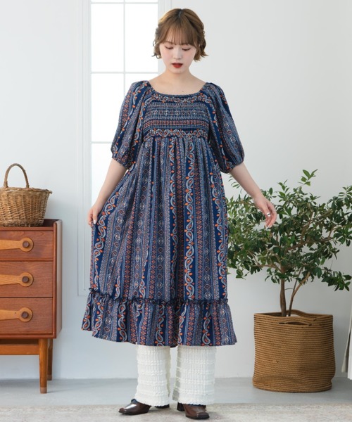 eLur(エラー)の「【eLur】ペイズリー柄ワンピース(ワンピース・レディース・ネイビー/レッド・FREE)」の15枚目の写真