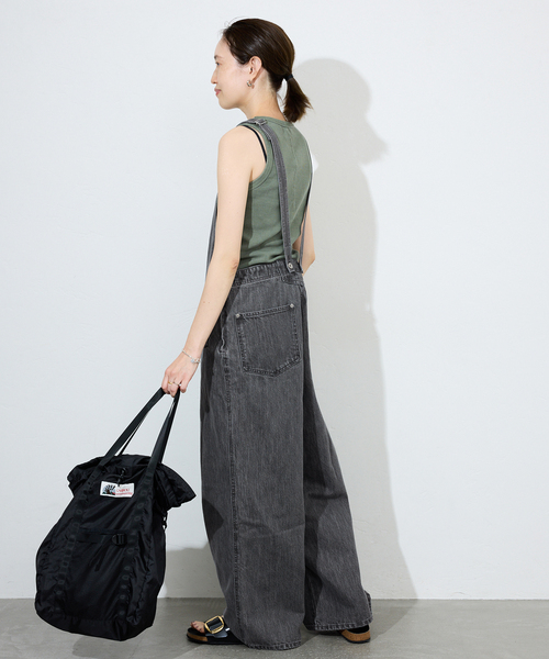 SLOBE IENA（スローブイエナ）の「LE DENIM BARE BK サロペット