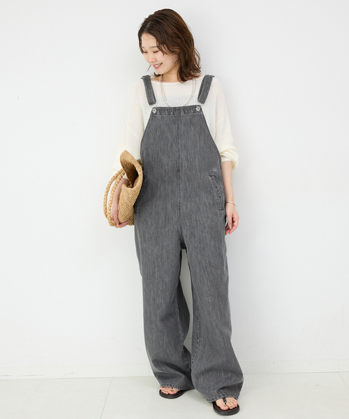 SLOBE IENA（スローブイエナ）の「LE DENIM BARE BK サロペット
