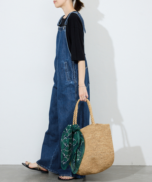 SLOBE IENA（スローブイエナ）の「LE DENIM BARE BK サロペット