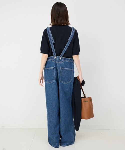 SLOBE IENA（スローブイエナ）の「LE DENIM BARE BK サロペット