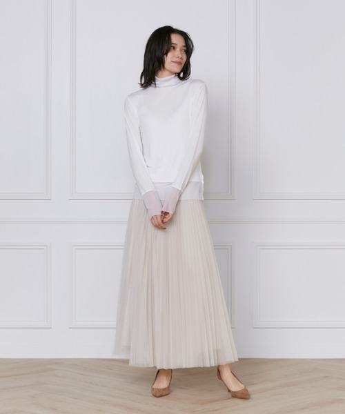 INED（イネド）の「チュールプリーツスカート（スカート・レディース・ベージュ/チャコールグレー・9号/11号/7号）」の5枚目の写真
