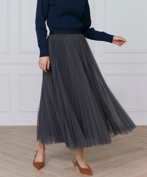 INED（イネド）の「チュールプリーツスカート（スカート・レディース・ベージュ/チャコールグレー・9号/11号/7号）」の13枚目の写真