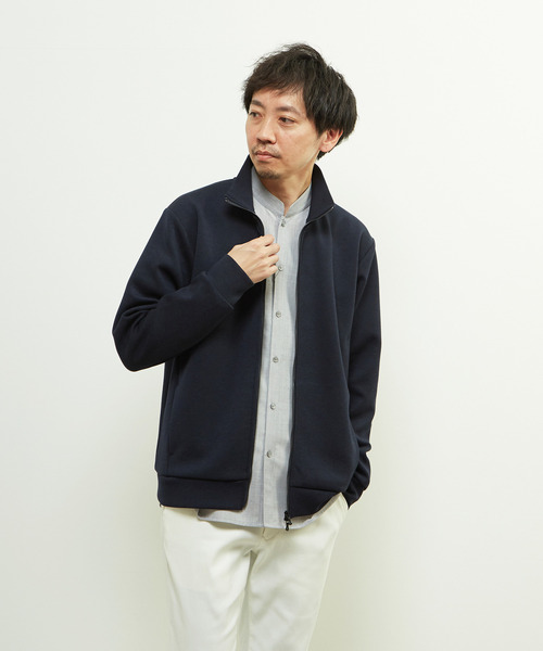 MEN'S MELROSE(メンズメルローズ)の「ウールMIXダンボールトラックジャケット(ブルゾン・メンズ・ブラック/ネイビー・3/4)」の1枚目の写真