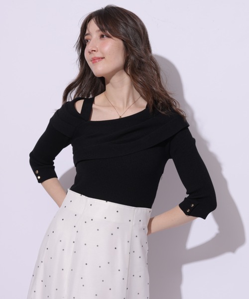 アシメネックニットドッキングワンピース Apuweiser-riche（アプワイザーリッシェ）の「アシメネック