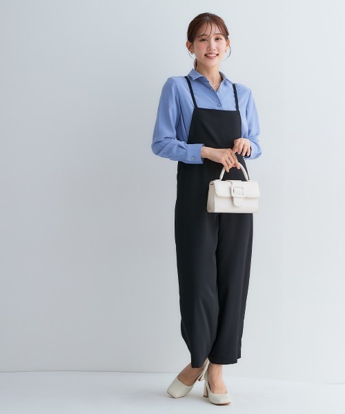 Petitjo（プッチージョ）の「小さいサイズ　とろみ生地レギュラーカラーシャツ　低身長さん・小柄女性（シャツ/ブラウス・レディース・ブルー/ホワイト・PSS/PS/PM/PL）」の15枚目の写真