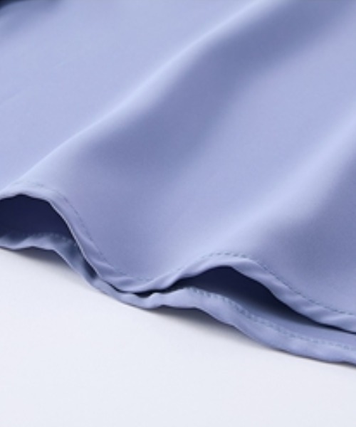 Petitjo（プッチージョ）の「小さいサイズ　とろみ生地レギュラーカラーシャツ　低身長さん・小柄女性（シャツ/ブラウス・レディース・ブルー/ホワイト・PSS/PS/PM/PL）」の17枚目の写真