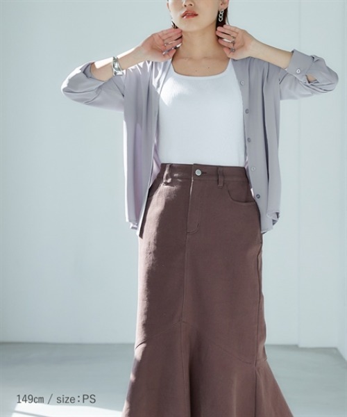 Petitjo（プッチージョ）の「小さいサイズ　とろみ生地レギュラーカラーシャツ　低身長さん・小柄女性（シャツ/ブラウス・レディース・ブルー/ホワイト・PSS/PS/PM/PL）」の19枚目の写真