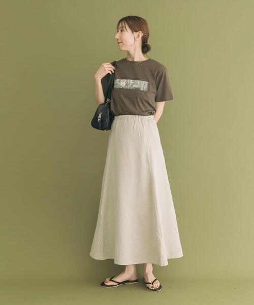 ITEMS URBANRESEARCH(アイテムズ アーバンリサーチ)の「リネンライクマキシスカート(スカート・レディース・ブラウン/ライトベージュ・FREE)」の8枚目の写真