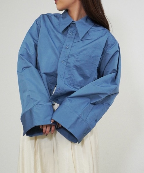 gossara(ゴサラ)の「【スタッフおすすめ】タフタクロップドシャツ(シャツ/ブラウス・レディース・チャコール/ブルー/アイボリー・MEDIUM)」の7枚目の写真