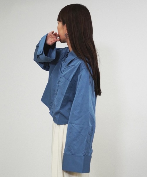 gossara(ゴサラ)の「【スタッフおすすめ】タフタクロップドシャツ(シャツ/ブラウス・レディース・チャコール/ブルー/アイボリー・MEDIUM)」の13枚目の写真