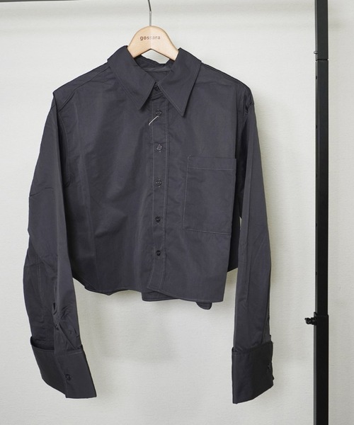 gossara(ゴサラ)の「【スタッフおすすめ】タフタクロップドシャツ(シャツ/ブラウス・レディース・チャコール/ブルー/アイボリー・MEDIUM)」の15枚目の写真