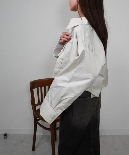 gossara(ゴサラ)の「【スタッフおすすめ】タフタクロップドシャツ(シャツ/ブラウス・レディース・チャコール/ブルー/アイボリー・MEDIUM)」の20枚目の写真